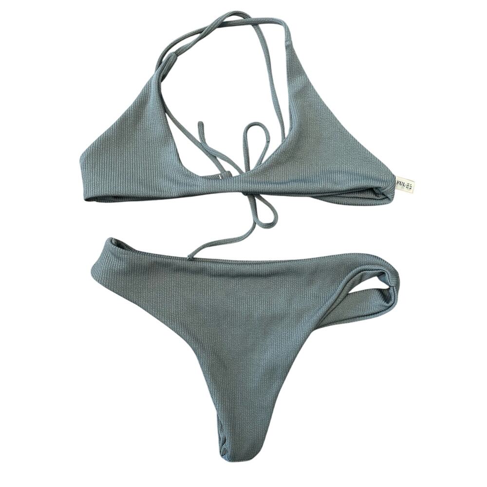 Zaful Gray 2 Piece Tie Back High Cut Bottom Bikini Set Women's 8